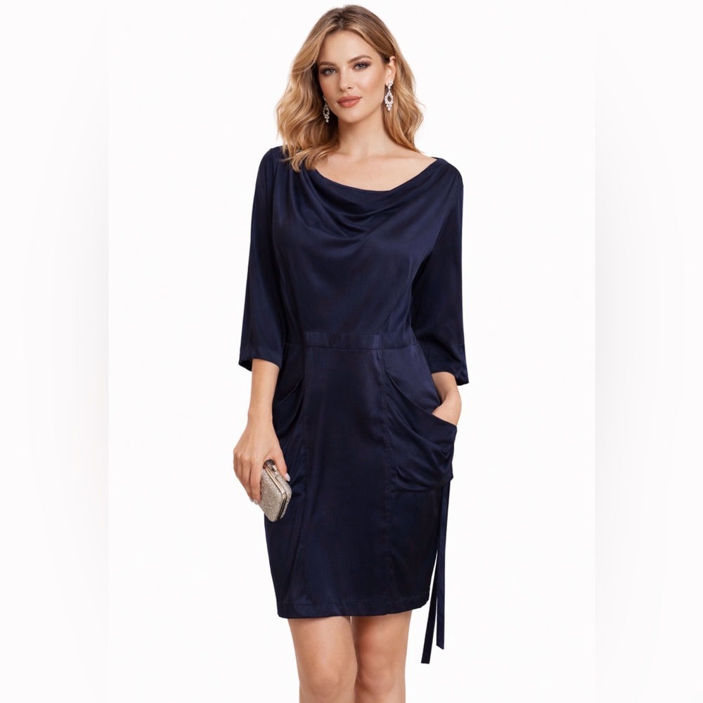 BCBGMaxAzria Dress Blue Satin S